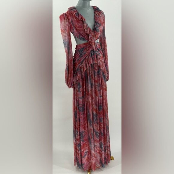 🆕 PATBO 🧿 NWOT Twist Metallic Ruched Gown, Pink - Sz BR 36 US 4 - Picture 3 of 14